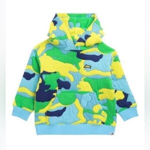 Icecream Kids 5-6 Blob Pullover Camo Blue and Green Kids Hoodie